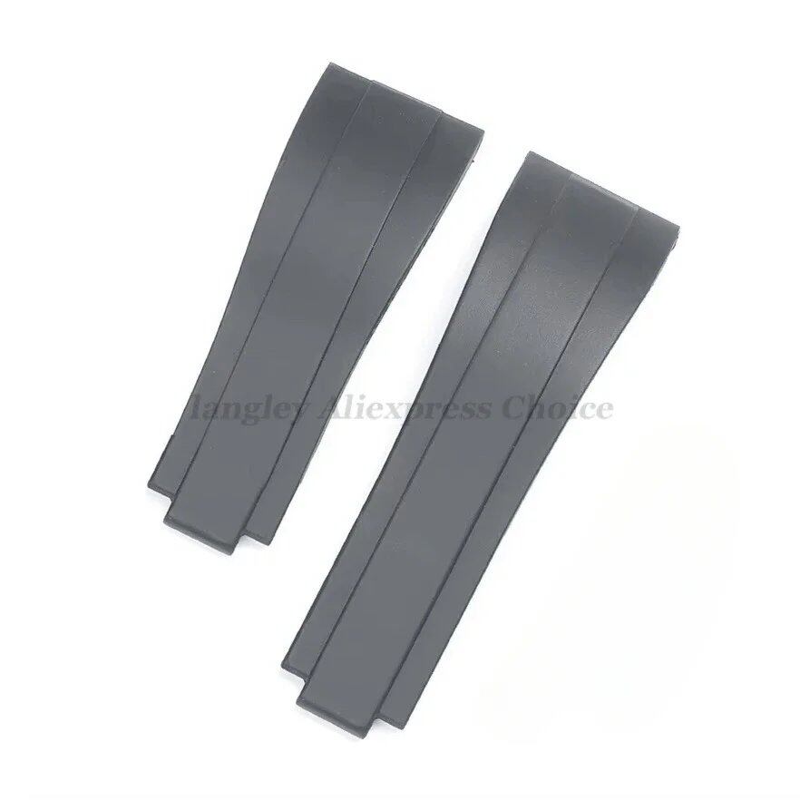 20mm Silicone and Rubber Watch Band for Rolex Submariner, Daytona GMT, and Deepsea, Waterproof Diver Strap, 9x9mm, Matte Buckle, Band Color: Black; Band Width: 20mm, No Logo, Parallel Import