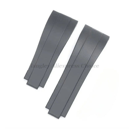20mm Silicone and Rubber Watch Band for Rolex Submariner, Daytona GMT, and Deepsea, Waterproof Diver Strap, 9x9mm, Matte Buckle, Band Color: Black; Band Width: 20mm, No Logo, Parallel Import