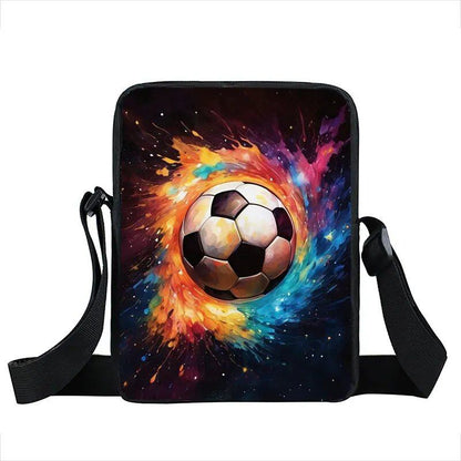 クールなゴールデンサッカー クラウンプリント クロスボディバッグ 熱血フットボール スポーツハンドバッグ ティーン向け 男女兼用 携帯ホルダー付き ブックバッグ カラー：xkbg 並行輸入品