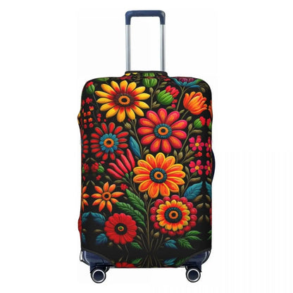 カスタムカラフルフローラルメキシカンフラワー スーツケースカバー エラスティック トラベル 荷物保護カバー 18-32インチ対応 サイズ： 並行輸入品