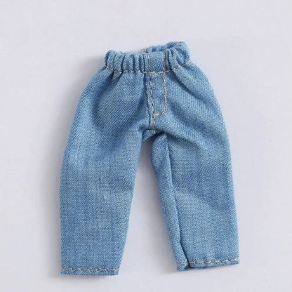 1/11 OB11 Doll Denim Pants, 1/12 BJD/GSC Doll T-Shirt, Mini Cute Doll Pants, DIY Doll Accessories, Fashion Doll Clothes, Parallel Import