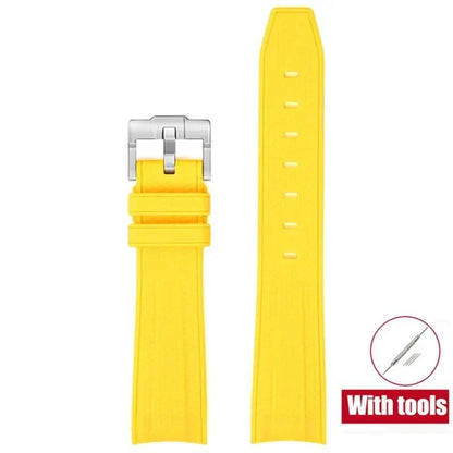 20mm Diving Strap with Curved Ends for Omega and Swatch Moonwatch, Silicone Rubber, Compatible with Rolex, Men's and Women's, Band Color: 20mm; Band Width: 20mm, Parallel Import