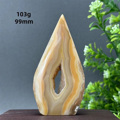 Natural Yellow Agate Geode, Freeform Torch, Mineral Energy, Home Furnishings, Meditation, Aura, Prayer, Altar, Gift, Parallel Import