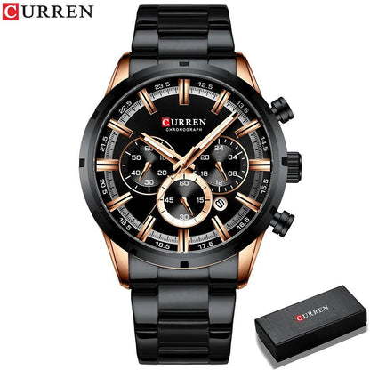 Karen Men's Watch with Blue Dial, Stainless Steel Band, Date Display, Waterproof, Luxury Business Watch, Imported