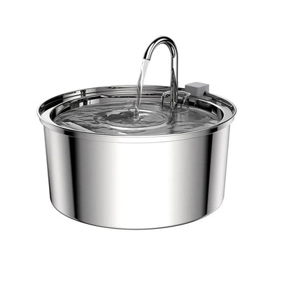 Stainless steel automatic pet waterer, USB rechargeable, silent, with filter, for cats and dogs. Color: Black; Capacity: 3.2L. Imported.