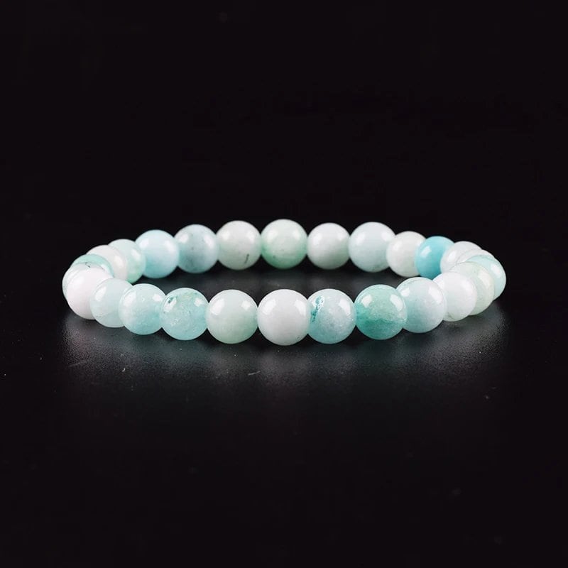 Natural Aquamarine and Agate Bead Bracelet for Women, Single Circle Crystal Bracelet, Romantic, Casual, Yoga, Meditation, Gift, Long, Parallel Import
