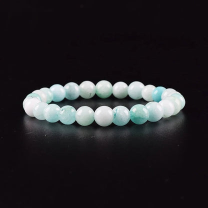Natural Aquamarine and Agate Bead Bracelet for Women, Single Circle Crystal Bracelet, Romantic, Casual, Yoga, Meditation, Gift, Long, Parallel Import