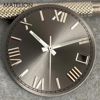 29mm Sunburst Dial Roman Dial Compatible with NH35, NH36, NH38, NH70, NH71, NH72, 4R35, and 4R36 Automatic Movement with Metallic Markers and DJ Hands (Parallel Import)