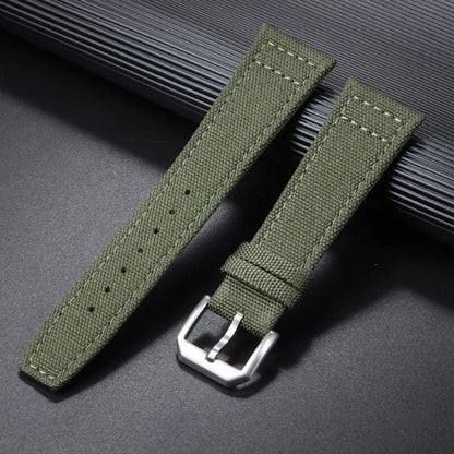 20mm, 21mm, 22mm Nylon Canvas Watch Strap, Compatible with IWC Pilot Straps, Waterproof, Men's Sport Green Replacement Watch Band, Band Color: mm, Parallel Import