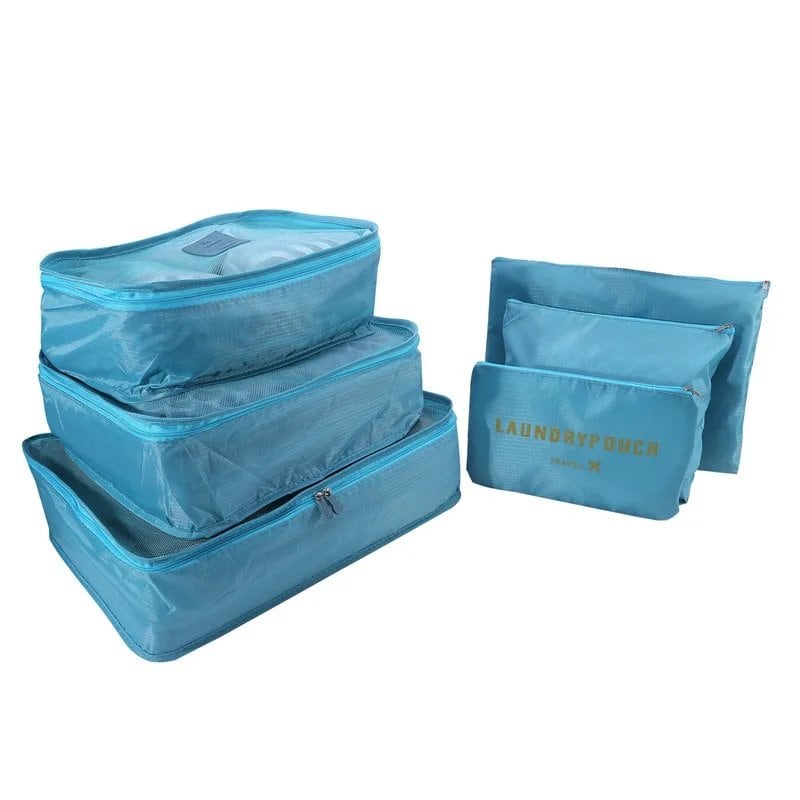 Set of 6 Travel Storage Bags for Clothes, Wardrobe, Suitcase, and Shoe Storage, Packing Cubes, Travel Organization Bags (Parallel Import)