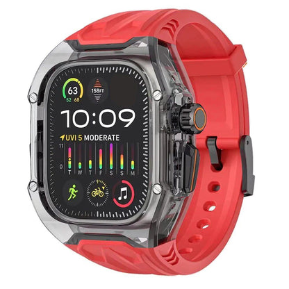 Transparent Customization Kit for Apple Watch Ultra 10/9/8/7, 49mm/44mm/45mm Compatible Strap &amp; Case Set, Rubber Band Mod for iWatch Series 6/5/4, Band Color: ; Ships from: Parallel Import