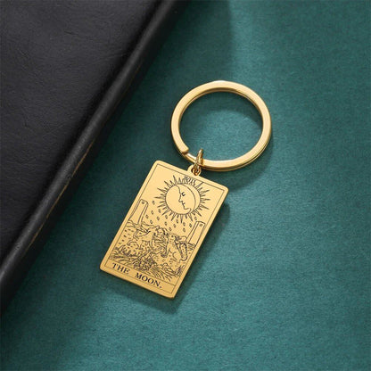 Tarot Card Keychain, Major Arcana Pendant Keyring, Vintage Amulet, Lucky, Stainless Steel, Wiccan Jewelry, Mother's Day Gift, Parallel Import