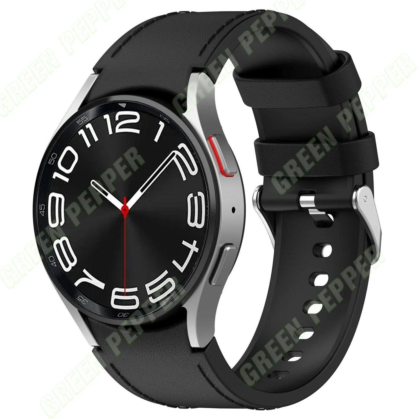 Leather and silicone bands compatible with Samsung Watch 6/5/4 (40mm, 44mm), 4/6 Classic (42mm, 43mm, 46mm, 47mm), and Galaxy Watch 5 Pro (45mm). Genuine leather-look strap. Band Color: ; Ships from: Parallel Import.