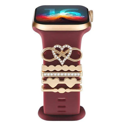 Diamond Jewelry-Embossed Band for Apple Watch Ultra 2, 9, 8, and 7, Compatible with Samsung and Huawei, 20/22mm Bracelet Strap, Band Color: ; Ships from: Parallel Import