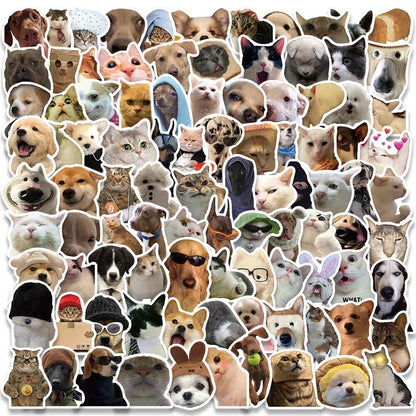 10/30/50/100 Sheets of Cute Dog and Cat Meme Stickers, Funny Animals, Kawaii Cartoon Decals for Skateboards, Laptops, Luggage, Smartphones, Cars, and Toys. Colors: Cartoon. Parallel Import.