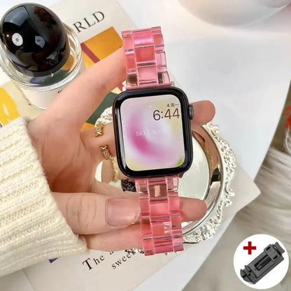 Rainbow Resin Transparent Band for Apple Watch Ultra 2 (49mm, 10, 46mm, 7, 8, 9, 41, 45mm, 38, 40, 42, 44mm) - iWatch SE, 6, 5 Strap. Band Color: ; Ships from: Parallel Import