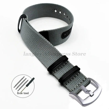 Seiko Canvas Nylon Patch Leather Strap Watch Bracelet for Rolex (20mm, 22mm), Hamilton, and Omega Compatible, Replacement Band, Band Color: mm, Parallel Import