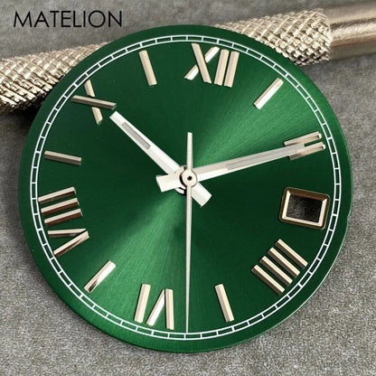 29mm Sunburst Dial Roman Dial Compatible with NH35, NH36, NH38, NH70, NH71, NH72, 4R35, and 4R36 Automatic Movement with Metallic Markers and DJ Hands (Parallel Import)