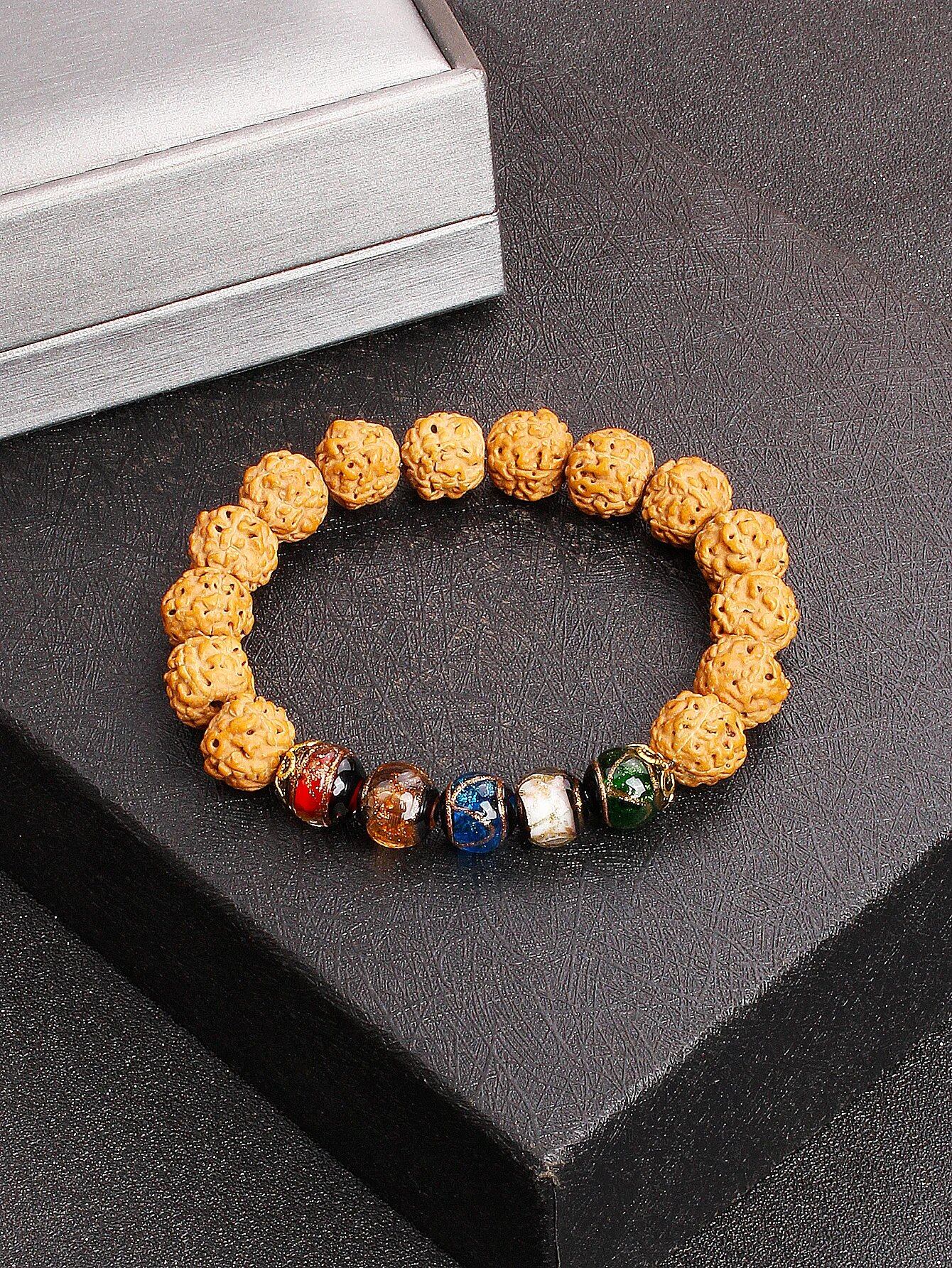 12mm Vajra Bodhi Rudraksha Bracelet with Red Tiger Eye and Aquamarine (Protection, Courage, Calmness, Mental Energy, Harmony) Length: 12mm (Parallel Import)