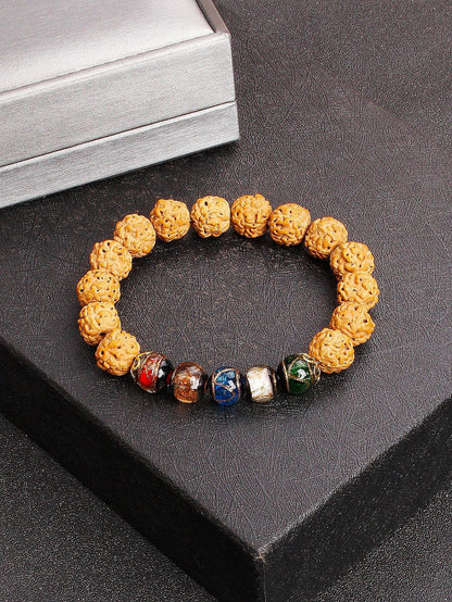 12mm Vajra Bodhi Rudraksha Bracelet with Red Tiger Eye and Aquamarine (Protection, Courage, Calmness, Mental Energy, Harmony) Length: 12mm (Parallel Import)