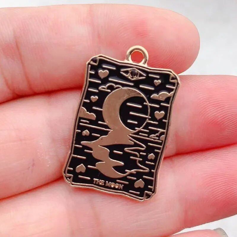 Set of 10 Tarot Card Charms, Magical Divination Craft Metal Charms Pendants for DIY Earrings, Bracelets, Jewelry Making, Handmade Crafts, Metal Color: Parallel Import