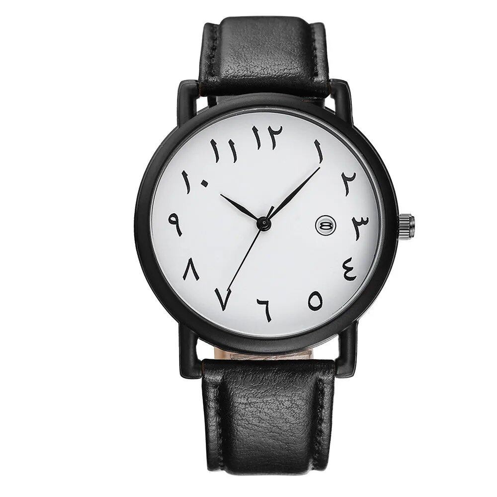 Men's 2025 Simple Sports Watch with Arabic Numerals, Analog Quartz Movement, Leather Strap, Casual Watch, Relogios Masculino, Parallel Import
