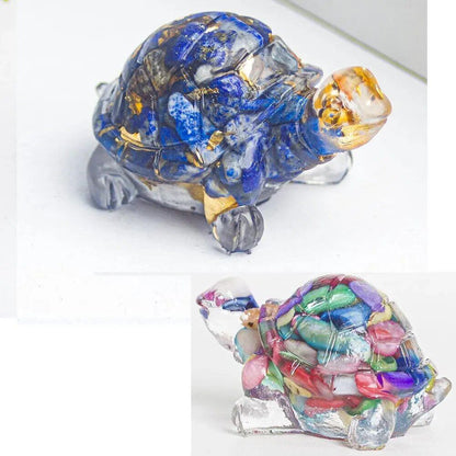 2個セット 天然水晶 砂利石 レジン包み 小さなカメ - デスクデコレーション ホームデコレーション チャクラ 瞑想 ヒーリング ギフト  並行輸入品