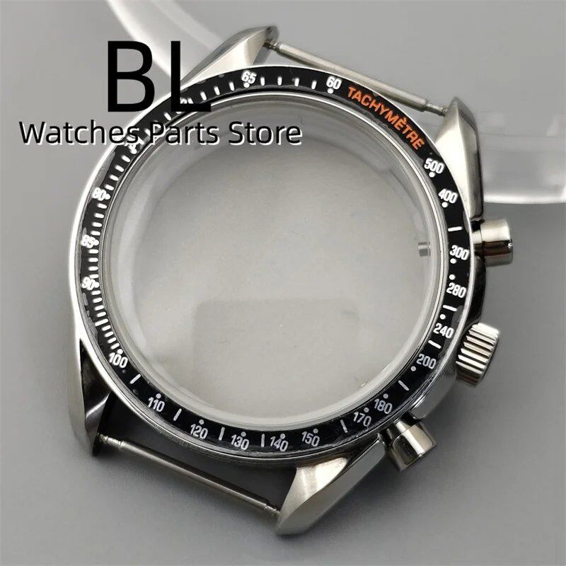 BLIGER 40mm Black PVD VK63 Watch Case with Black, Blue, Red, Green, and Silver Inserts, Acrylic Mirror, and VK63 Movement Assembly and Repair Parts; Dial Diameter: VK63 (Imported)