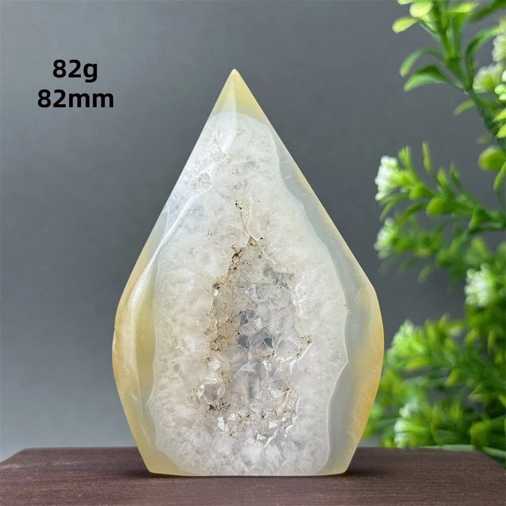 Natural Yellow Agate Geode, Freeform Torch, Mineral Energy, Home Furnishings, Meditation, Aura, Prayer, Altar, Gift, Parallel Import