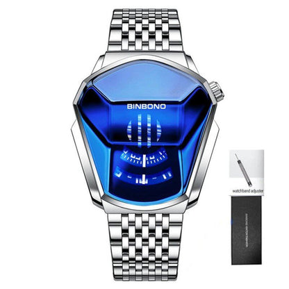 Men's Dominating Black Bike Concept Watch with Trendy Large Dial and Technology Style, Includes Box, Parallel Import