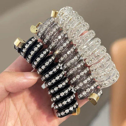 1/3-Piece Rhinestone Telephone Line Hair Loop for Women, Crystal Ponytail, High Elasticity Hair Band, Resin Hair Tie for Girls, Hair Accessories, Parallel Import