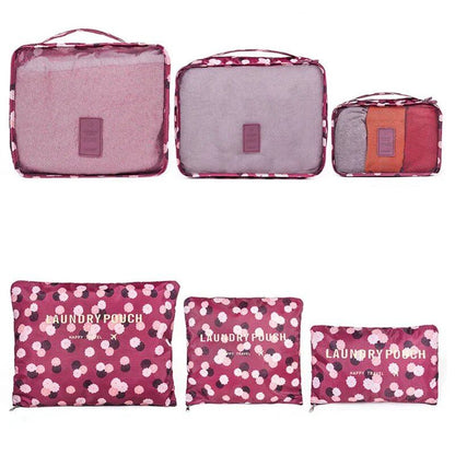 Set of 6 Travel Storage Bags for Clothes, Wardrobe, Suitcase, and Shoe Storage, Packing Cubes, Travel Organization Bags (Parallel Import)