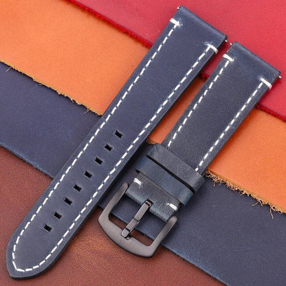 Genuine Leather Watch Band, Vintage Strap, 7 Colors, 18mm, 20mm, 22mm, 24mm, Women's and Men's, Cowhide Leather, Smartwatch Strap, Accessories, Band Color: mm, Parallel Import