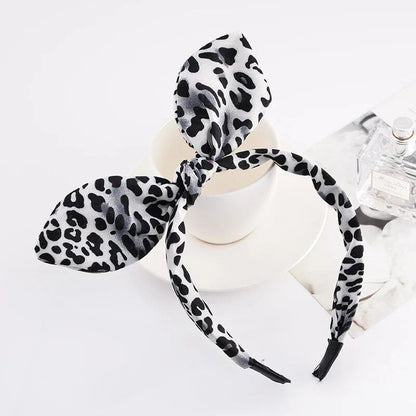 Bunny Ear Striped Print Hair Hoop Band, Wide Hairband with Ribbon for Girls, Hair Accessory, Headpiece, Parallel Import