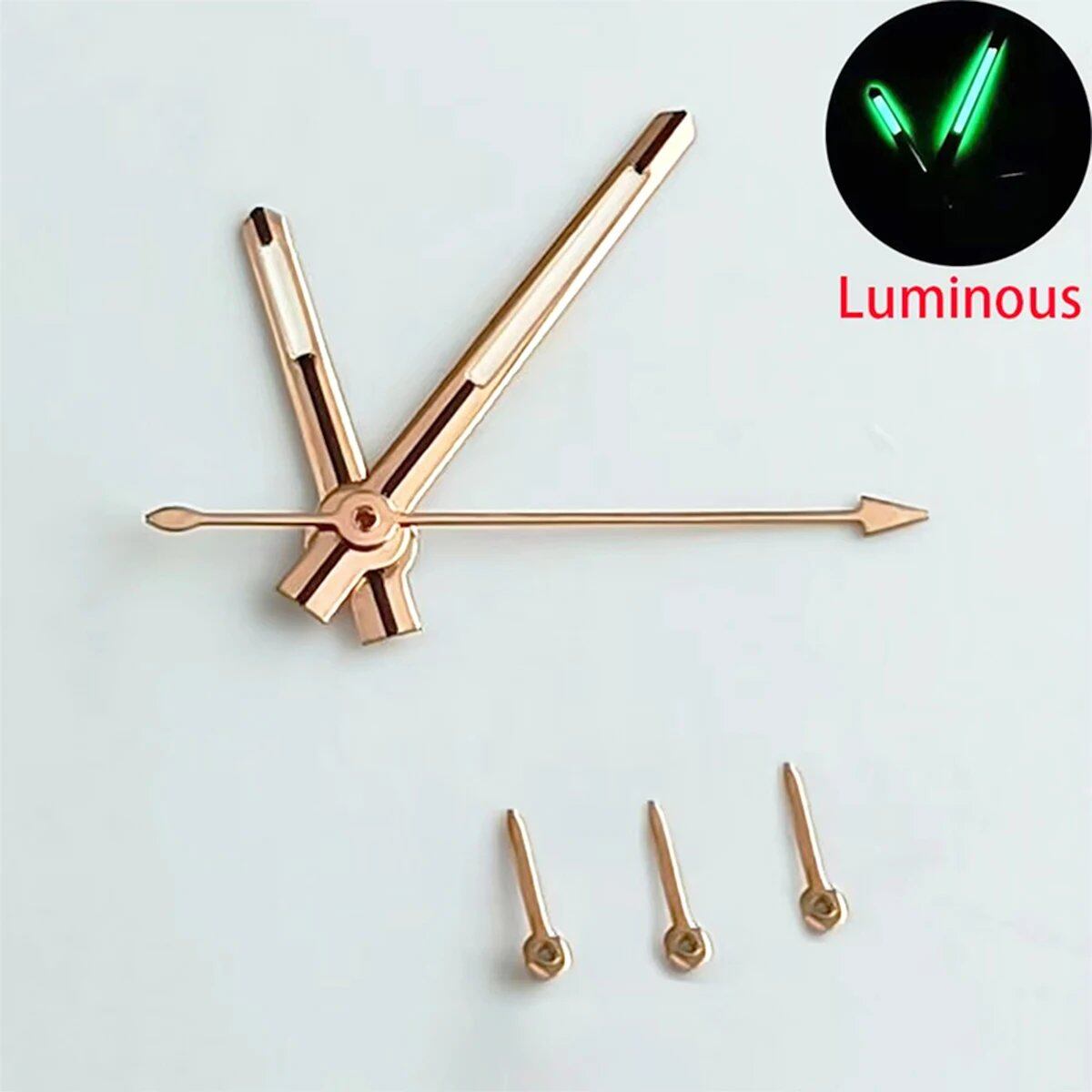 Green Luminous 3-Piece Watch Hand Set for VK63 and VK63A Quartz Movement, Gold Replacement Parts for Watch Repair, Parallel Import