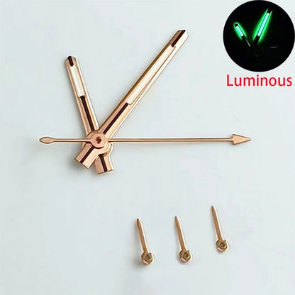 Green Luminous 3-Piece Watch Hand Set for VK63 and VK63A Quartz Movement, Gold Replacement Parts for Watch Repair, Parallel Import