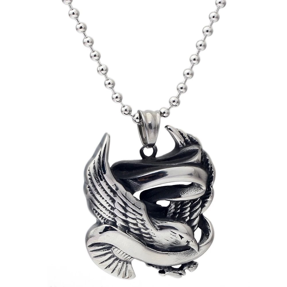 316L Stainless Steel Zodiac Cock Pendant &amp; Necklace with Steel Ball Chain, Unique Walking Chicken Necklace, Metal Color, Parallel Import