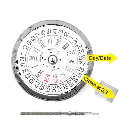 Original NH36 Movement, Crown at 3 3.8 NH36A, Date, Day, Week, Automatic, Compatible with S Watch SKX007, Color: Parallel Import