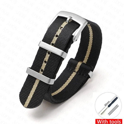Nylon Strap for Omega Moonwatch, Speedmaster, and Seamaster 300 - Seiko 18mm, 20mm, 22mm, and 24mm Men's Sports Canvas Watch Bracelet, Band Color: mm, Parallel Import