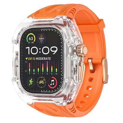 Transparent Customization Kit for Apple Watch Ultra 10/9/8/7, 49mm/44mm/45mm Compatible Strap &amp; Case Set, Rubber Band Mod for iWatch Series 6/5/4, Band Color: ; Ships from: Parallel Import