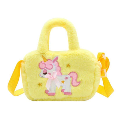 かわいい子供向けアニメユニコーン クロスボディバッグ ふわふわプラッシュ ショルダーバッグ 女の子用 パーティーや休日の贈り物に最適  並行輸入品