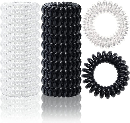 Pack of 10/20/30 Large Spiral Hair Ties, 30mm, Spiral Hairbands, Coil Hairbands, Telephone Cord Bobbles, Non-Marking, Strong Hold, Waterproof, Mixed Colors, Parallel Import