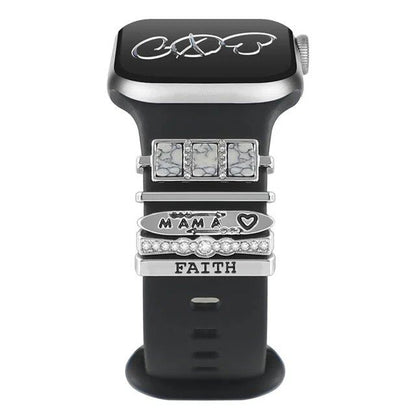 Diamond Jewelry-Embossed Band for Apple Watch Ultra 2, 9, 8, and 7, Compatible with Samsung and Huawei, 20/22mm Bracelet Strap, Band Color: ; Ships from: Parallel Import