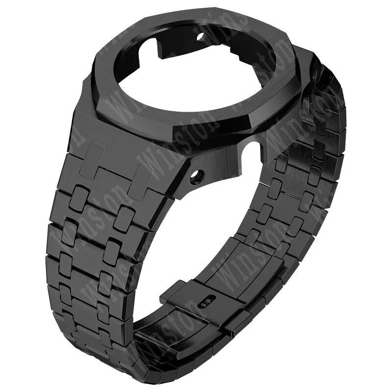 Casio Gen4 Metal Bezel Modification Kit for GA2100 with Stainless Steel Strap and Rubber Watch Case, Compatible with GEN4 GA2100/2110, Band Color: Parallel Import
