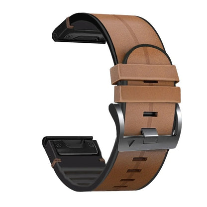 Synthetic Leather Silicone Quick Fit Strap for Garmin Fenix 8 51mm/47mm, Fenix E 7, 7X Pro, 6X, 6 Pro, 5, and 5X Plus. Band Color: Parallel Import.