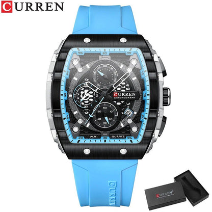 Karen Top Brand Men's Watch, Luxury Square Quartz Movement, Waterproof, Luminous Chronograph with Date Display; Ships from: Parallel Import