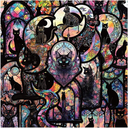 10/30/50 Sheets Dark Gothic Black Cat Cartoon Stickers, Stylish Graffiti Stickers, Cool Tarot Design, Waterproof Decals for Smartphones, Suitcases, Laptops, Parallel Import