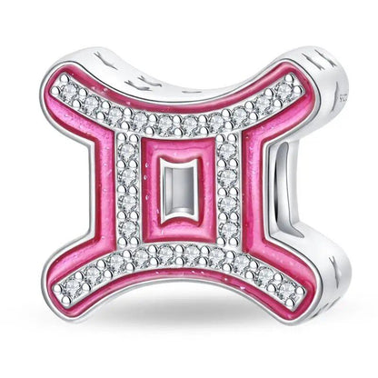 925 Sterling Silver Pink Zircon 12 Zodiac Sign Charm, Compatible with Pandora Original Bracelets, Jewelry Making, Gift for Women, Gem Color: PAC1498 - Parallel Import