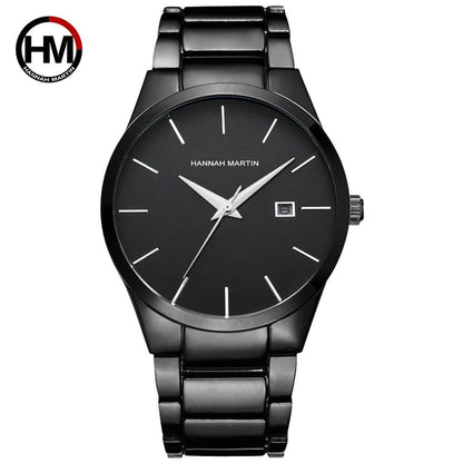 Hannah Martin Men's Stainless Steel Watch, Business Style, Black, Minimalist, 3 ATM Water Resistant, Quartz Movement, Color: 17551, Parallel Import