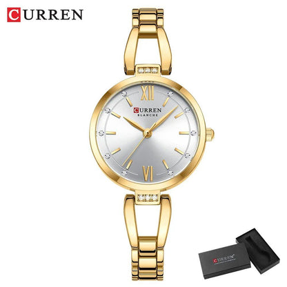 Karen Women's Quartz Watch, Luxury Fashion Rhinestone and Stainless Steel Band, High-Quality, Parallel Import